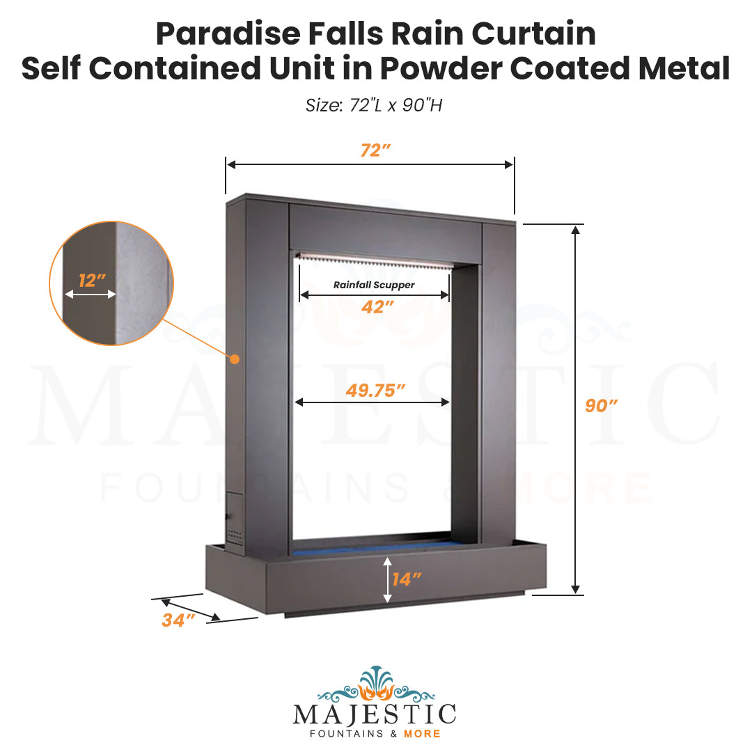 Paradise Falls Rain Curtain – Self Contained Unit in Powder Coated - Majestic Fountains