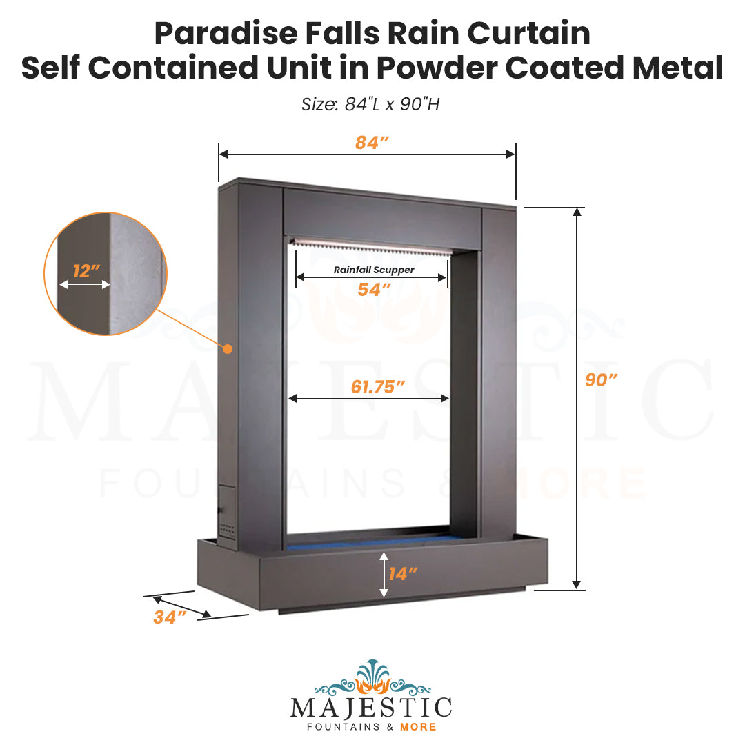 Paradise Falls Rain Curtain – Self Contained Unit in Powder Coated - Majestic Fountains