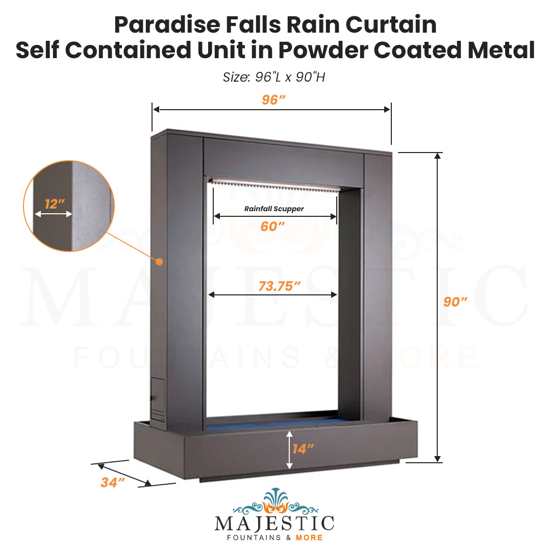 Paradise Falls Rain Curtain – Self Contained Unit in Powder Coated - Majestic Fountains