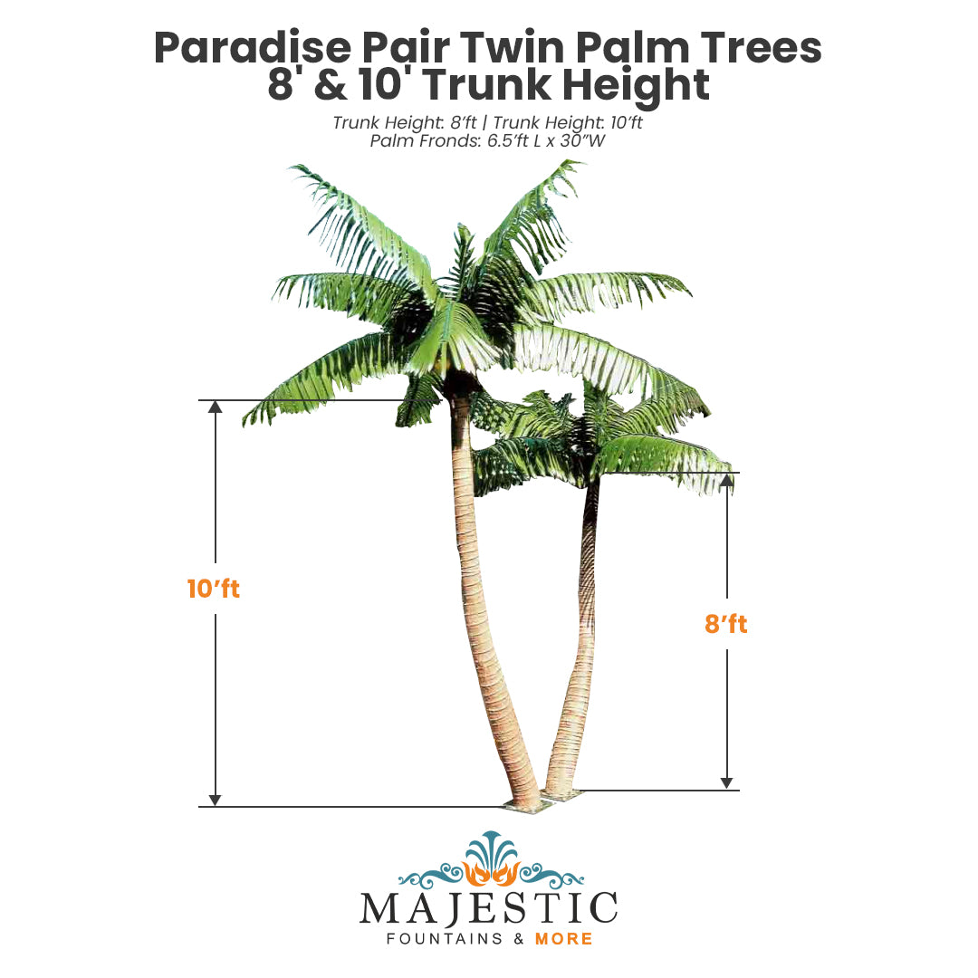 coconut palm tree height Paradise Pair Twin Artificial Palm Trees