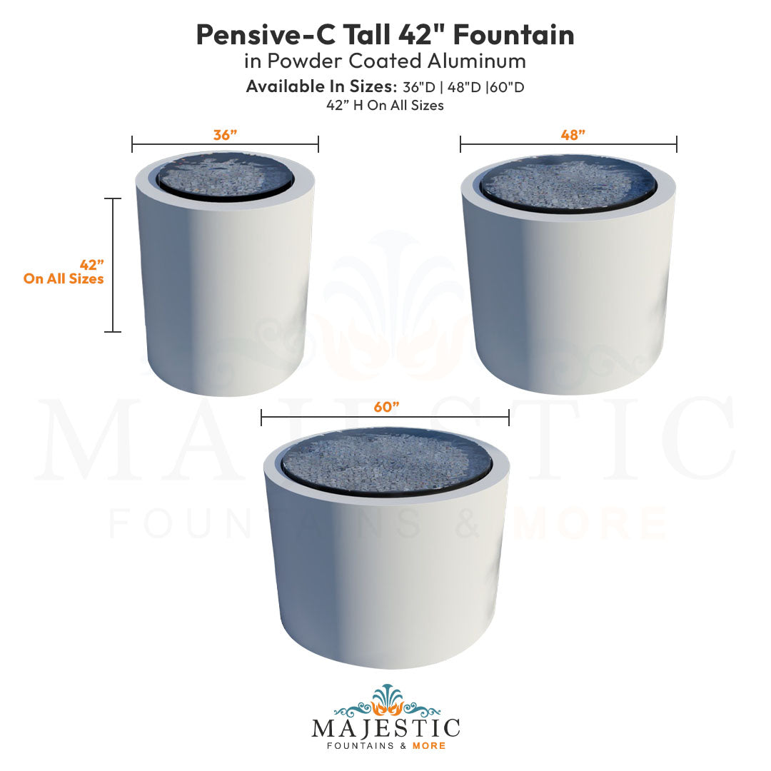 Pensive-C Fountain - Tall 42 in Powder Coated Aluminum - Majestic Fountains