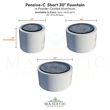 Pensive-C Fountain - Short 30 in Powder Coated Aluminum - Majestic Fountains