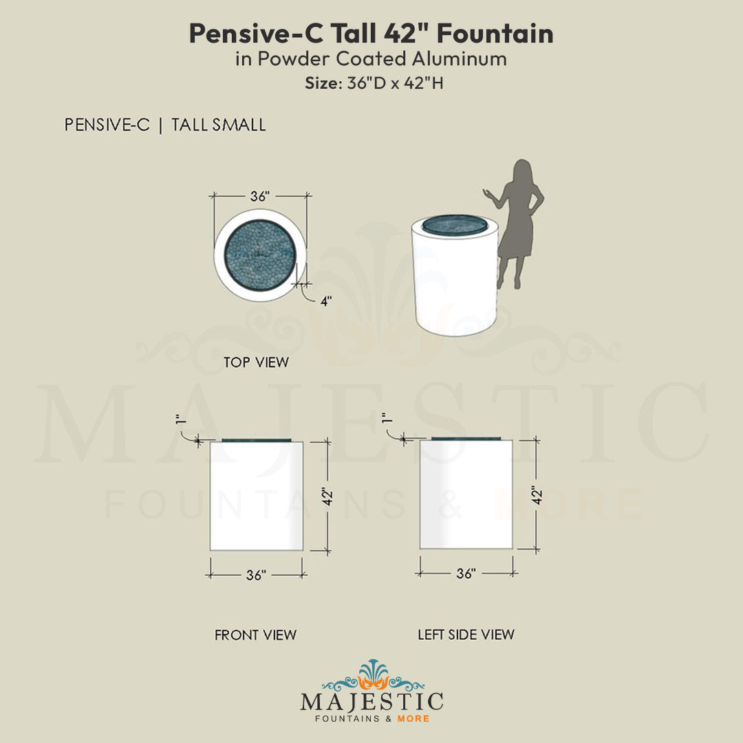 Pensive-C Fountain - Tall 42 in Powder Coated Aluminum - Majestic Fountains