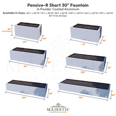 Pensive-R Fountain - Short 30 in Powder Coated Aluminum - Majestic Fountains
