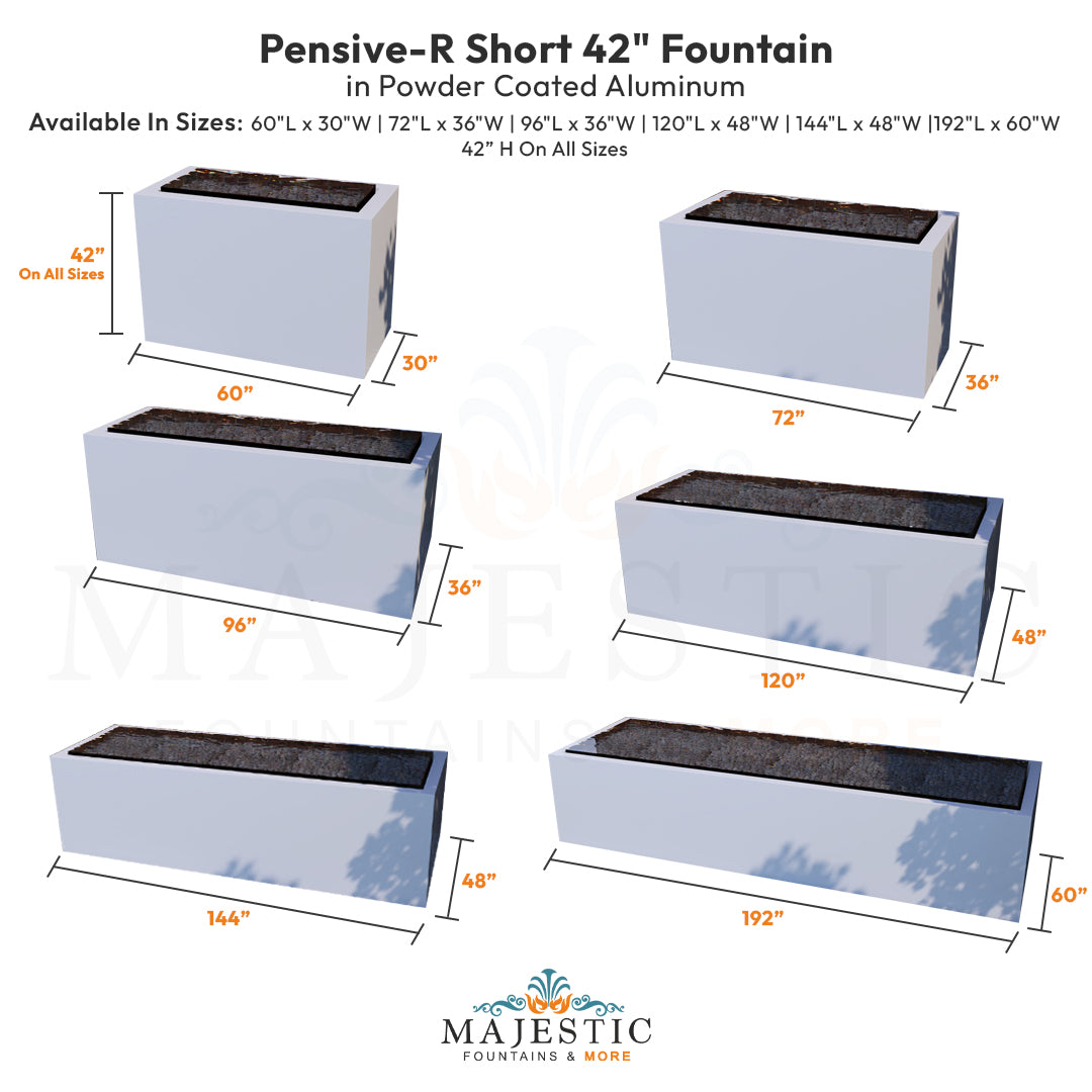 Pensive-R Fountain - Tall 42 in Powder Coated Aluminum Size - Majestic Fountains