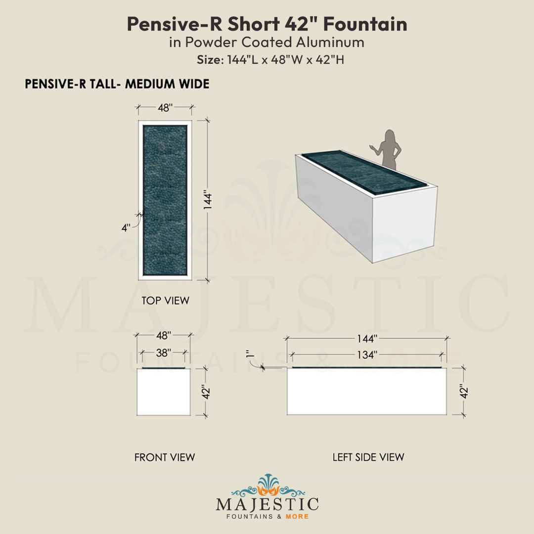 Pensive-R Fountain - Tall 42 in Powder Coated Aluminum - Majestic Fountains