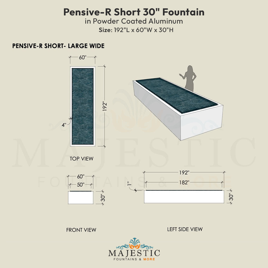 Pensive-R Fountain - Short 30 in Powder Coated Aluminum - Majestic Fountains