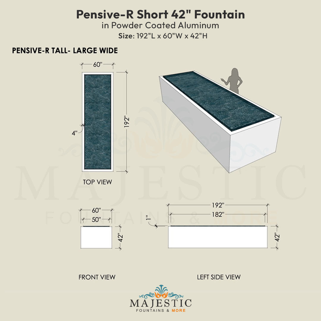 Pensive-R Fountain - Tall 42 in Powder Coated Aluminum - Majestic Fountains