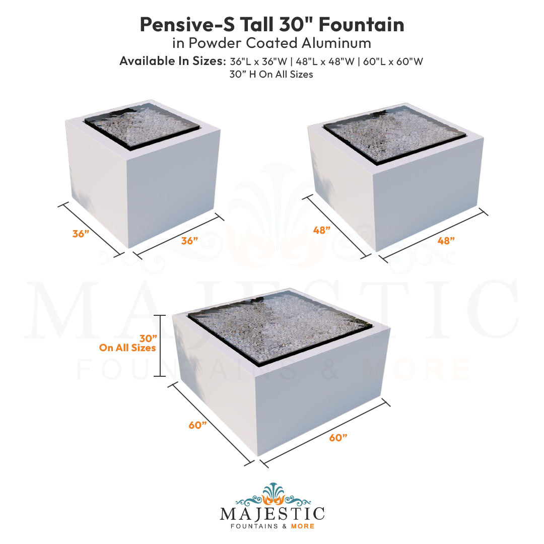 Pensive-S Fountain - Short 30 in Powder Coated Aluminum - Majestic Fountains