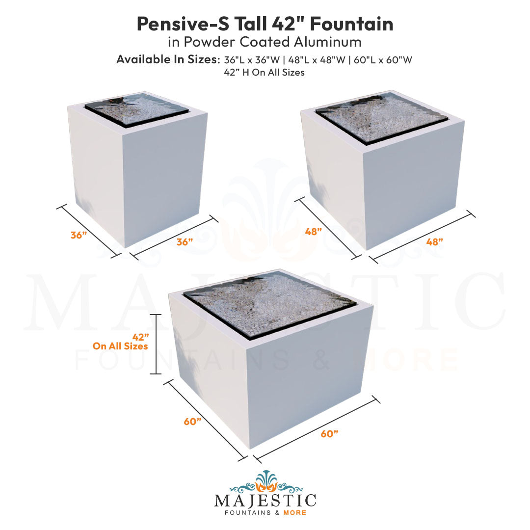 Pensive-S Fountain - Tall 42 in Powder Coated Aluminum - Majestic Fountains