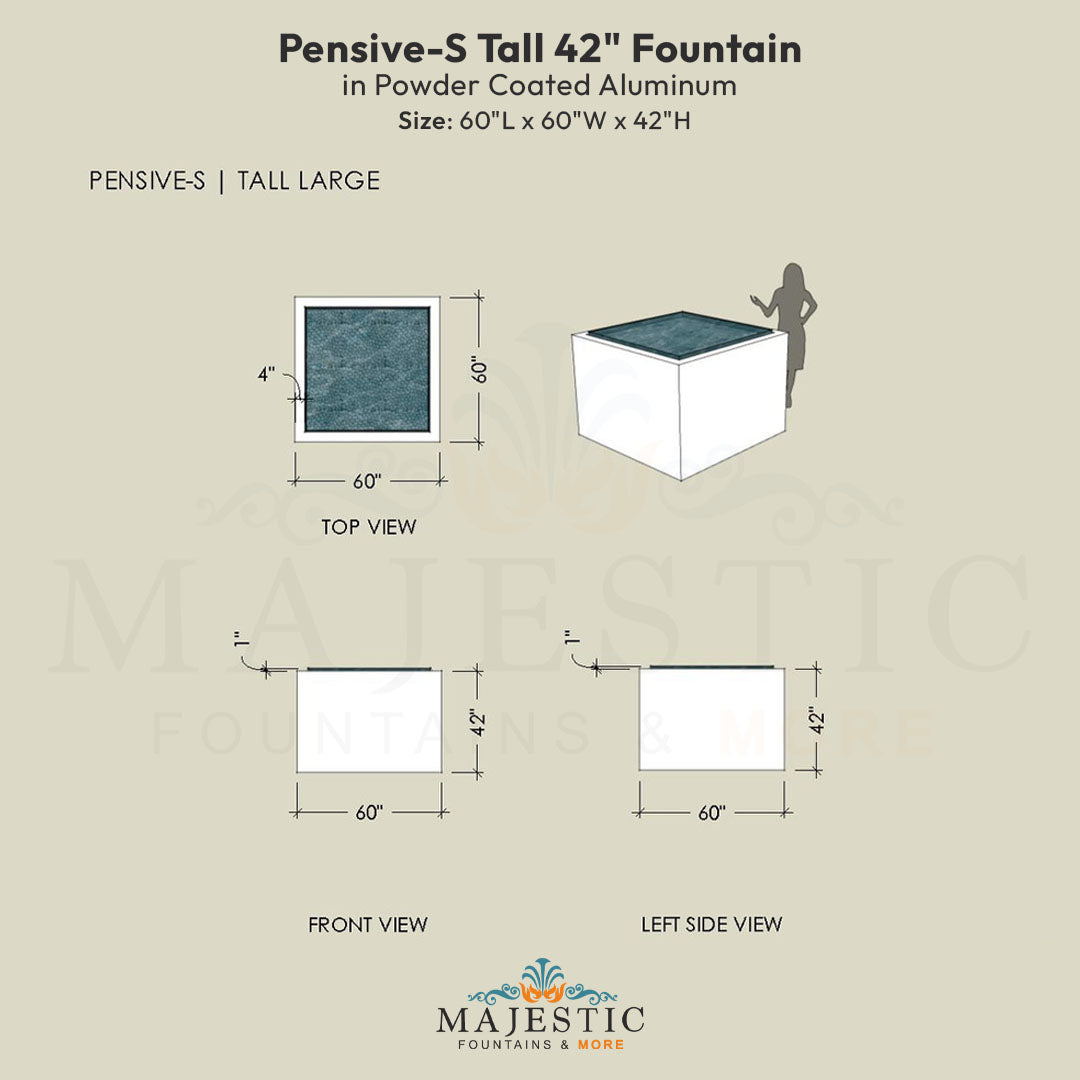 Pensive-S Fountain - Tall 42 in Powder Coated Aluminum - Majestic Fountains