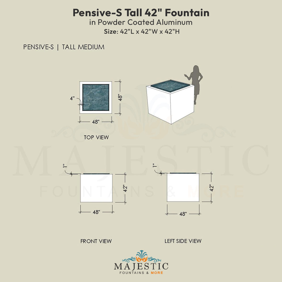 Pensive-S Fountain - Tall 42 in Powder Coated Aluminum - Majestic Fountains