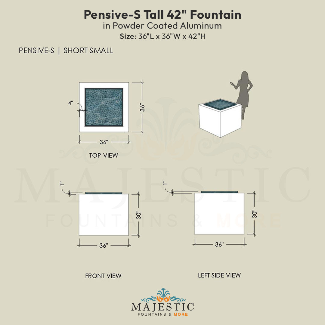 Pensive-S Fountain - Tall 42 in Powder Coated Aluminum - Majestic Fountains