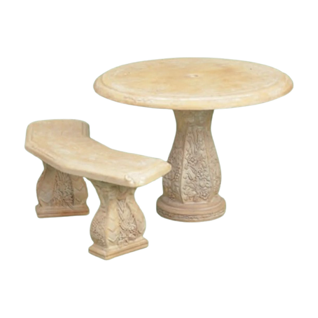 Pergola Angled Bench with Pergola Garden Table - 503 & 506 - Majestic Fountains