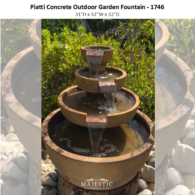 Piatti Concrete Outdoor Garden Fountain - 1746 - Majestic Fountains and More