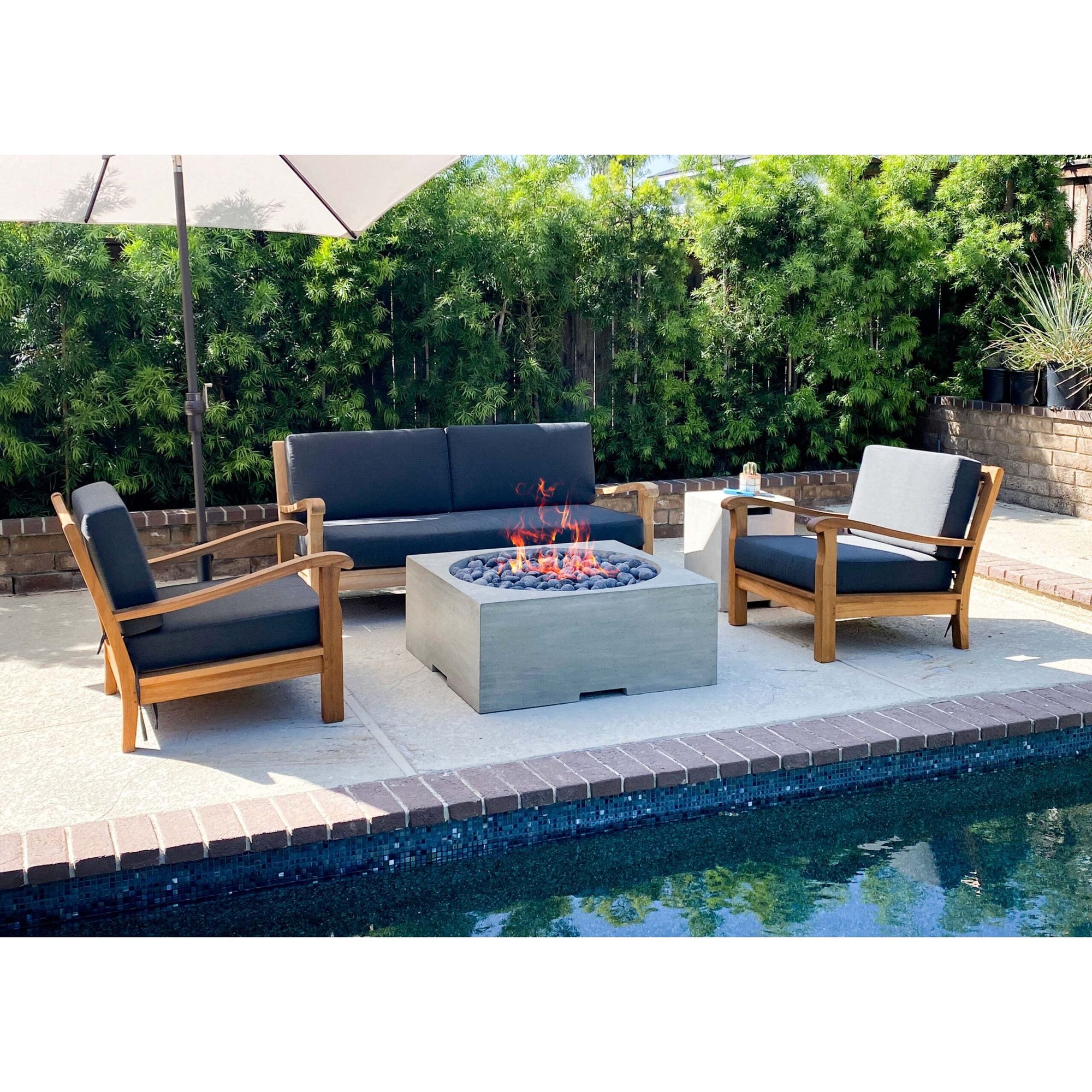 Piazza Fire Table in GFRC Concrete by Prism Hardscapes - Majestic Fountains and More