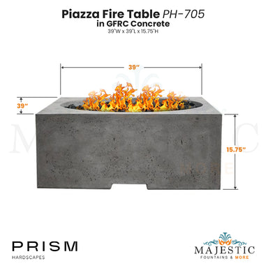 Piazza Fire Table PH-705 in GFRC Concrete  - Majestic Fountains