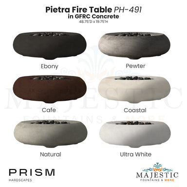 Pietra Fire Table PH-491 in GFRC Concrete by Prism Hardscapes - Majestic Fountains and More