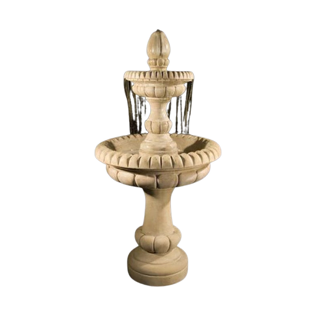 Pioggia 2 Tier Fountain in Cast Stone - Majestic Fountains.jpg