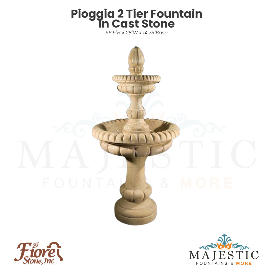 Pioggia 2 Tier Fountain in Cast Stone by Fiore Stone - Majestic Fountains