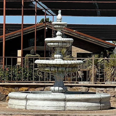 Pioggia Large 3 Tiered Fountain with Basin in Cast Stone - Fiore Stone AGA-LG163-FR - Majestic Fountains and More
