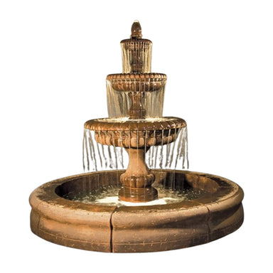 Pioggia Large 3 Tiered Fountain with Basin in Cast Stone - Majestic Fountains.jpg
