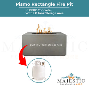 Pismo Rectangle Fire Pit in GFRC Concrete - Majestic Fountains