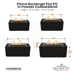 Pismo Rectangle Fire Pit in Powder Coated Metal - Majestic Fountains and More