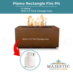 Pismo Rectangle Metal Fire Pit - Majestic Fountains