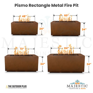 Pismo Rectangle Metal Fire Pit Size - Majestic Fountains and More