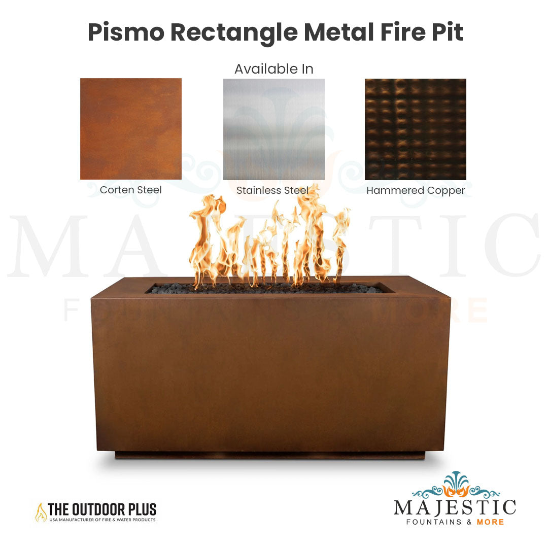 Pismo Rectangle Metal Fire Pit - Majestic Fountains and More