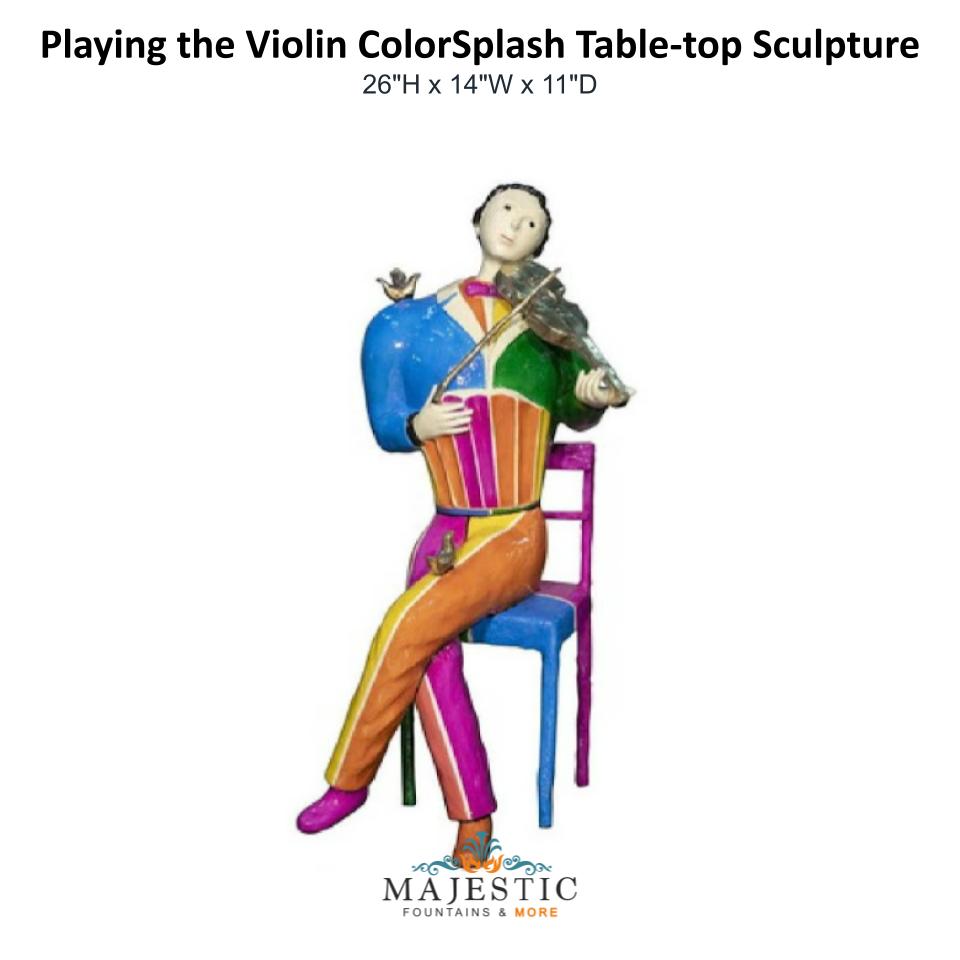 Playing the Violin ColorSplash Table-top Sculpture - Majestic Fountains & More