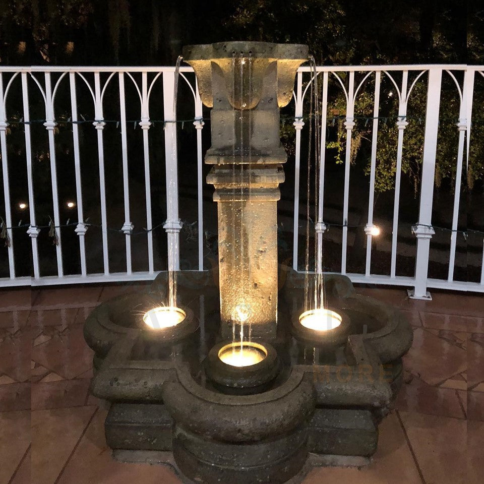 Plinth Column Fountain in Cast Stone - Fiore Stone 229-FSQ - Majestic Fountains and More