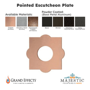 Pointed Escutcheon Plate for Cannon and Tunnel Scuppers - Majestic Fountains and More
