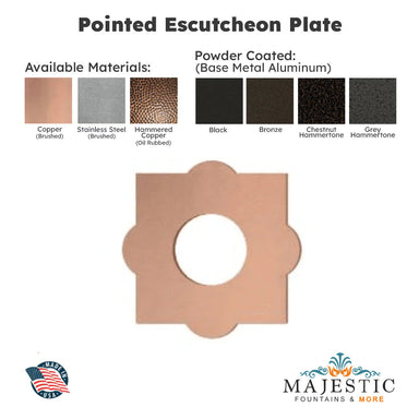 Pointed Escutcheon Plate for Cannon and Tunnel Scuppers  - Majestic Fountains and More