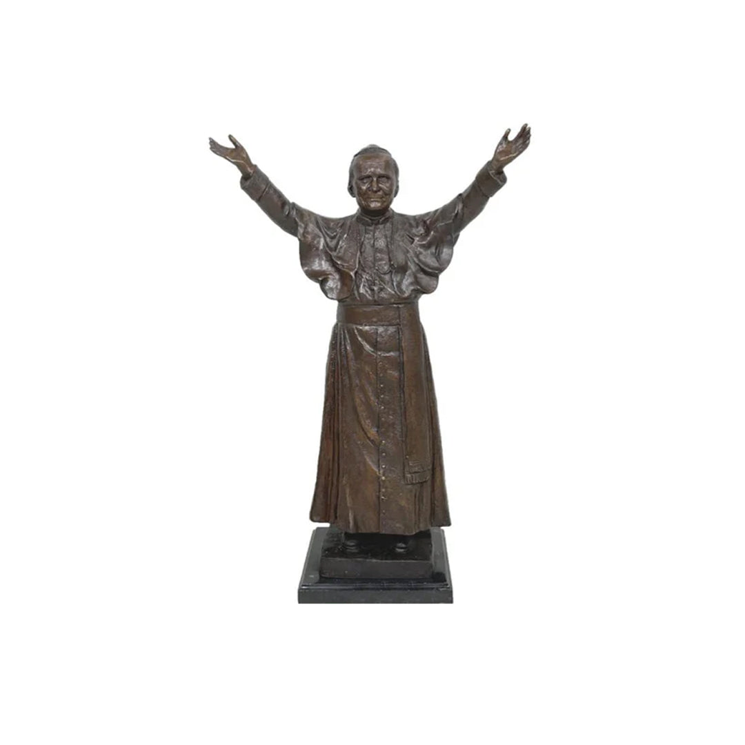 Pope John Paul II Blessing Bronze Table Top Sculpture - Majestic Fountains