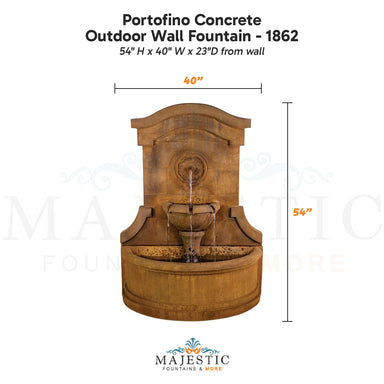Portofino Concrete Outdoor Wall Fountain - 1862 - Majestic Fountains