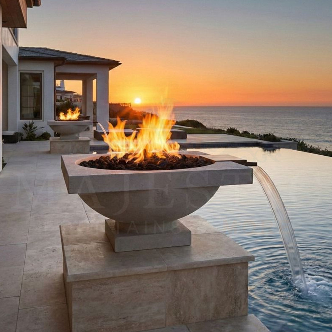 Ibiza Fire & Water Bowl PH-441-FWB in GFRC Concrete - Majestic Fountains