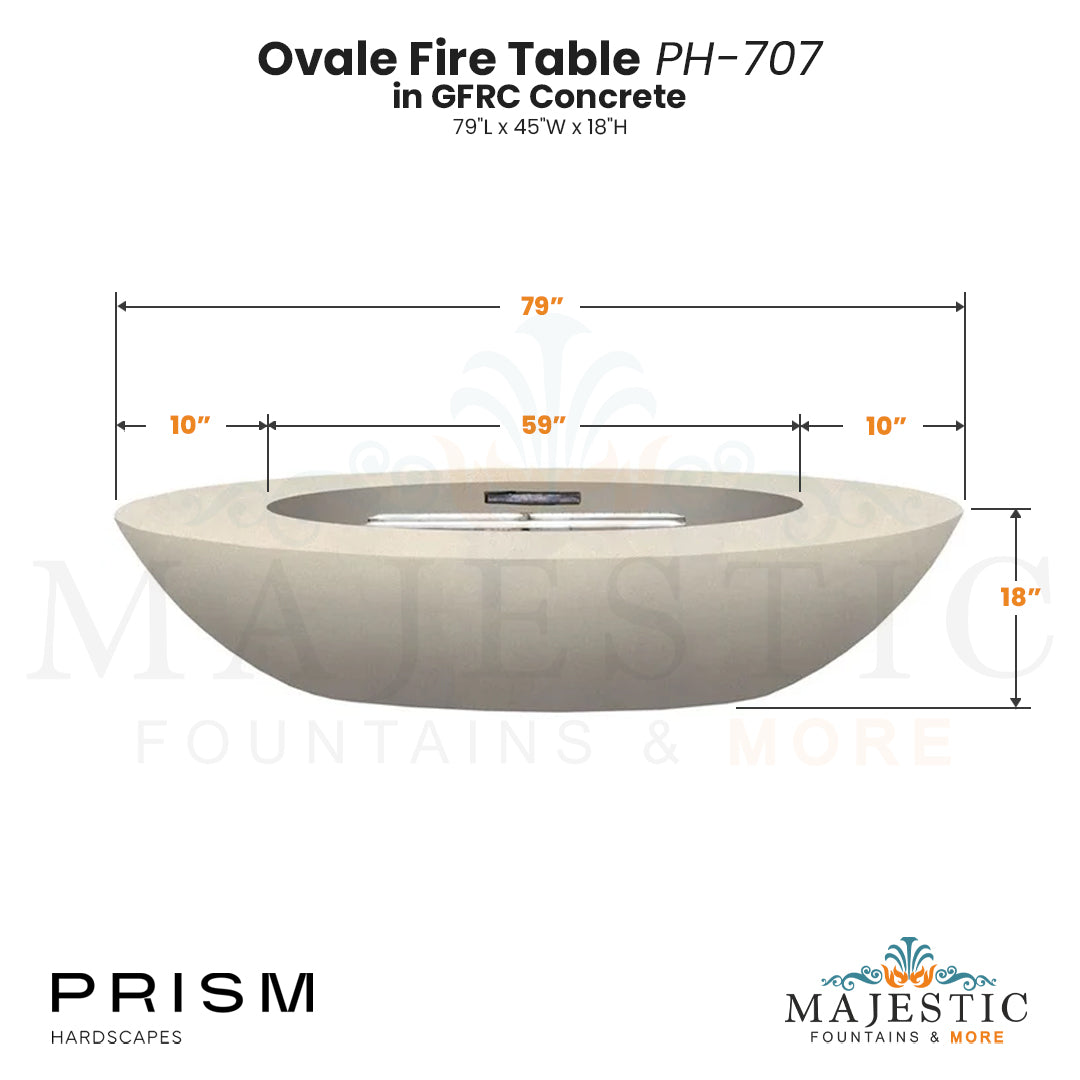 Ovale Fire Table PH-707 in GFRC Concrete - Majestic Fountains