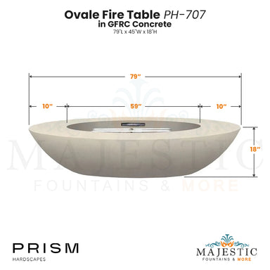 Ovale Fire Table PH-707 in GFRC Concrete - Majestic Fountains