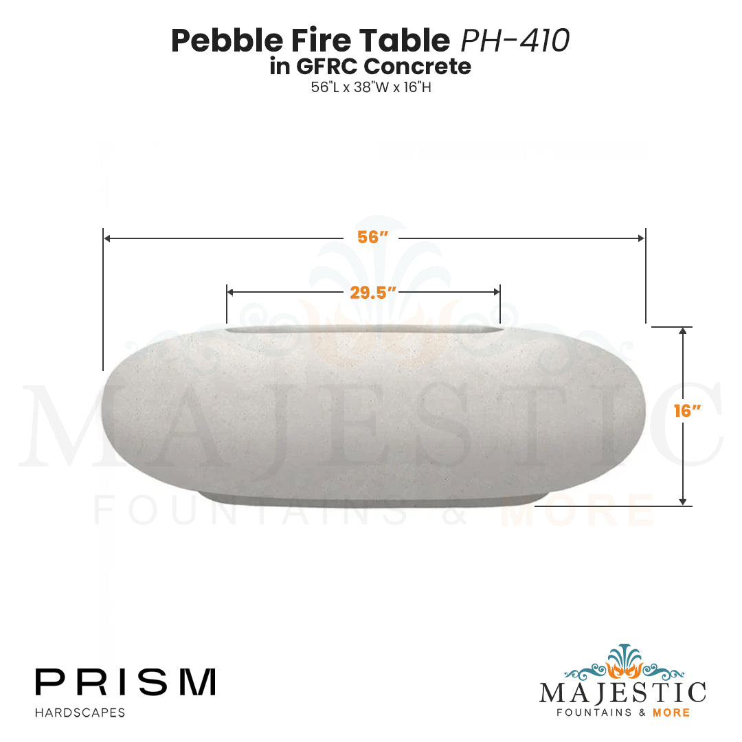 Pebble Fire Table PH-410 in GFRC Concrete - Majestic Fountains