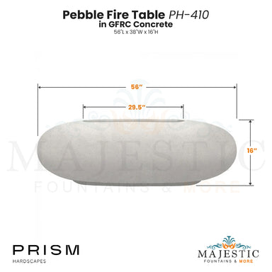 Pebble Fire Table PH-410 in GFRC Concrete - Majestic Fountains