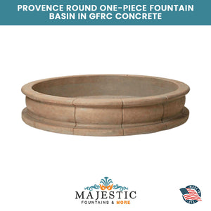 Provence Round One-Piece Fountain Basin in GFRC Concrete - Majestic Fountains and More