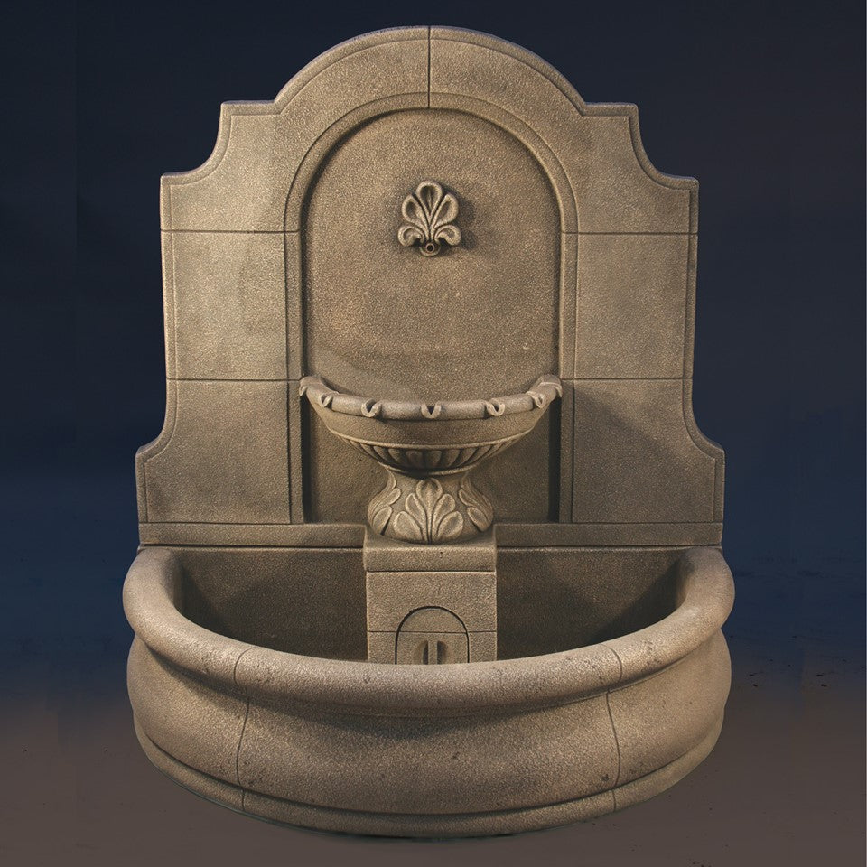 Provencial Wall Fountain in Cast Stone - Fiore Stone LG133-FW - Majestic Fountains and More