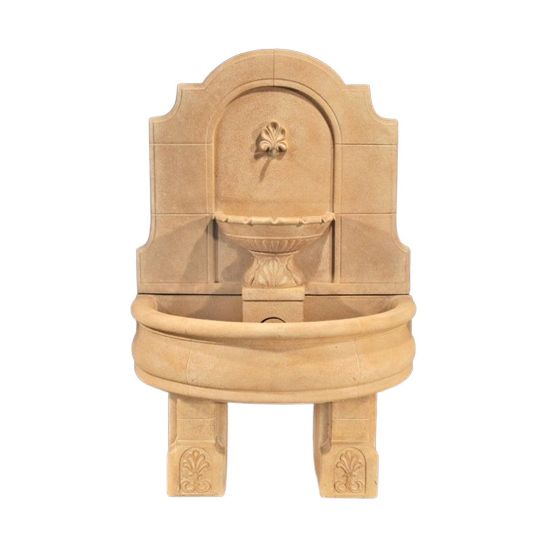 Provincial Wall Fountain with Pedestal in Cast Stone - Majestic Fountains
