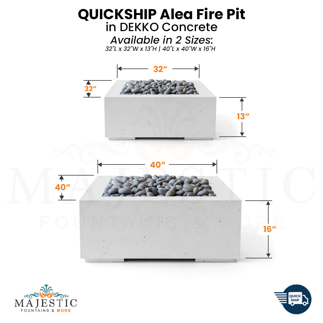 QUICKSHIP Alea Fire Pit DEKKO Concrete - Majestic Fountains