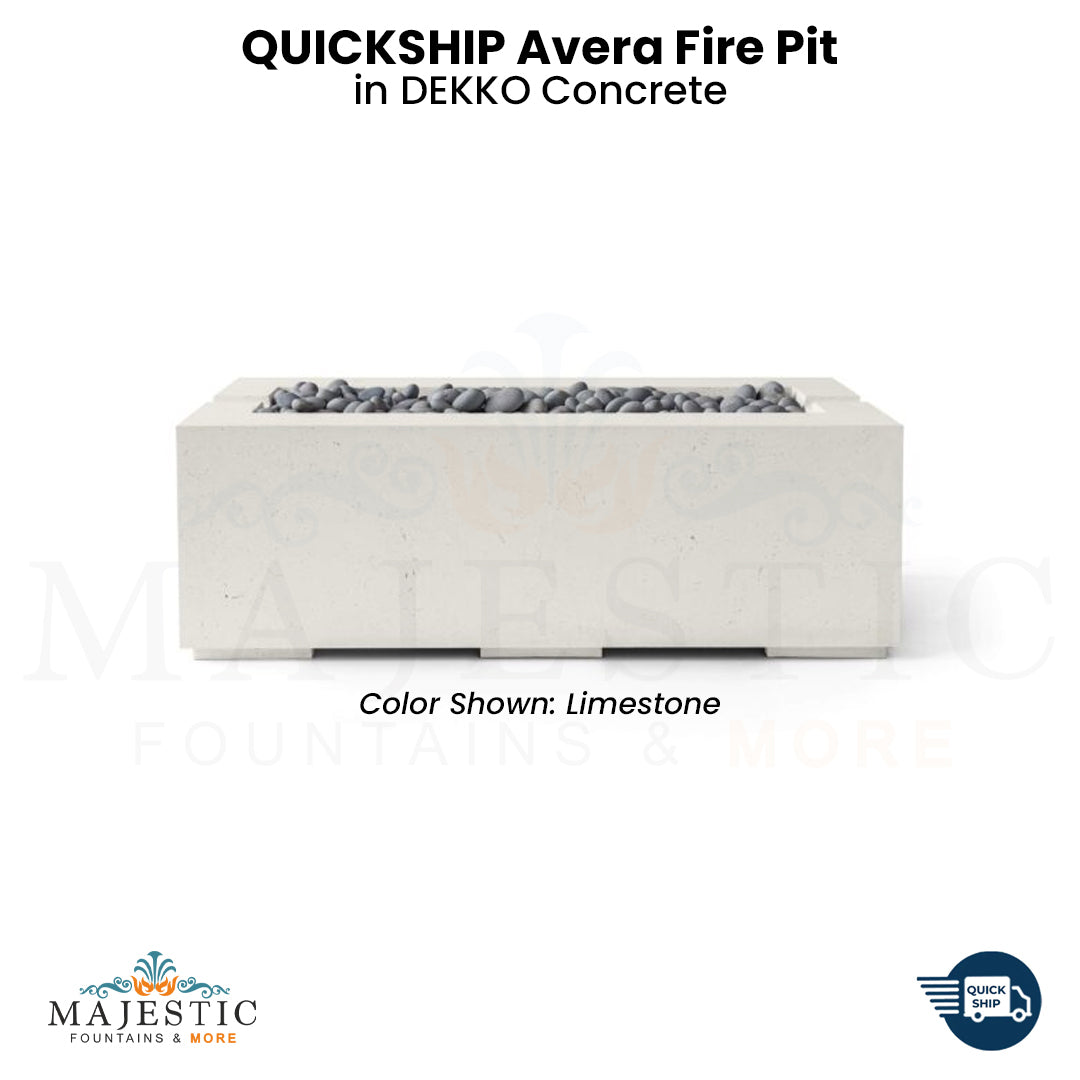 QUICKSHIP Avera Fire Pit in DEKKO Concrete - Majestic Fountains