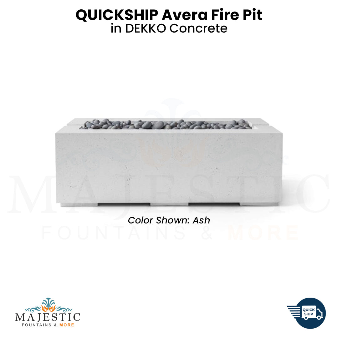 QUICKSHIP Avera Fire Pit in DEKKO Concrete - Majestic Fountains