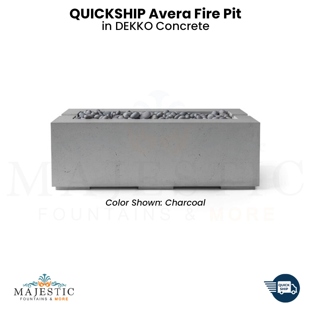 QUICKSHIP Avera Fire Pit in DEKKO Concrete - Majestic Fountains