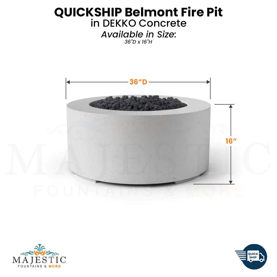 QUICKSHIP Belmont Fire Pit in  DEKKO  Concrete - Majestic Fountains